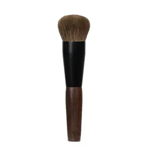 Brotxes de maquillatge fetes a mà T100 Brotxes de maquillatge de pèl de cabra natural suau Brotxa de pols rodona de mànec de fusta d'èbano curt