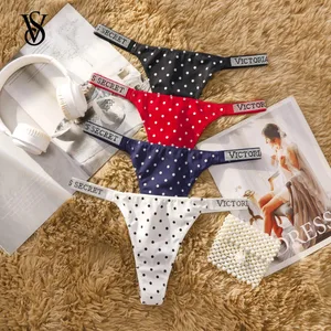 Victoria Secret Women Polka Dot Lace บิกินี่ Cheeky กางเกงชุดผ้าฝ้าย Hipster ชุดชั้นใน Hipster ไม่มีรอยต่อ