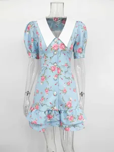 Tossy impresso lapela moda mini vestido feminino manga curta retalhos contraste elegante vestido de verão 2025 feminino bodycon vestido