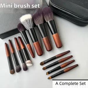 12 stk Mini Makeup Børster Øjenskygge børste Løs Powder Blusher Foundation Brush Rejse Bærbare Makeup børster med taske