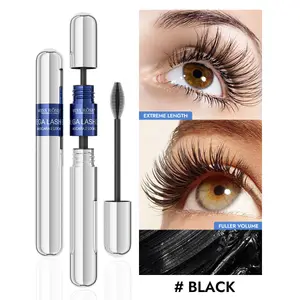 Sort Mascara Sæt Stort børstehoved Volumengivende Forlængende Curling Mascara Vandtæt øjenvipper Primer Øjenmakeup Kosmetik