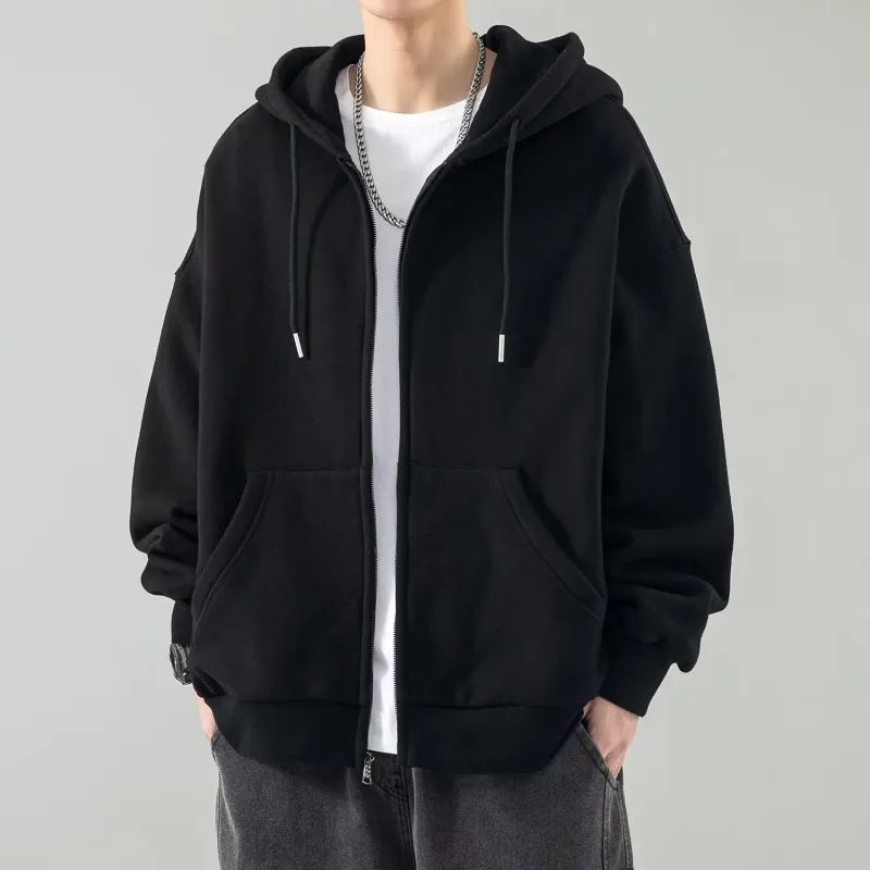 Mænd Hættetrøjer Cardigan Solid Sweatshirts Hættetrøje Lynlås Langærmede lommer Splejset Loose Fit Sports Forår 2025