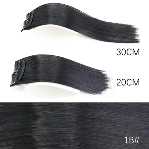สังเคราะห์ 20 ซม./30 ซม.ที่มองไม่เห็นตรงแผ่นคลิป One Piece Hair Extension ด้านบนฝาครอบ Fluffy Hairpiece สำหรับผู้หญิง
