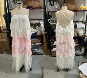 Robe Maxi drapée en dentelle pour femmes, douce, sans manches, dos nu, ourlet à volants, décontractée, vacances, Streetwear, été, 2026