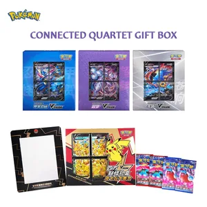 مجموعة صناديق هدايا بوكيمون TCG الأصلية ذات اقتران رباعي V-Union - Pikachu Mew-Two - بطاقات تجارية أصلية 100% قابلة للتحصيل