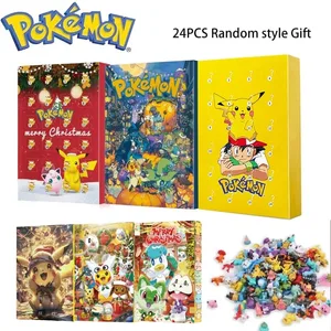24 Buah/Set Pokemon Natal Kalender Advent Lucu Pikachu Charizard PVC Tokoh Anime Kecil Kotak Kejutan Hadiah Ulang Tahun Halloween