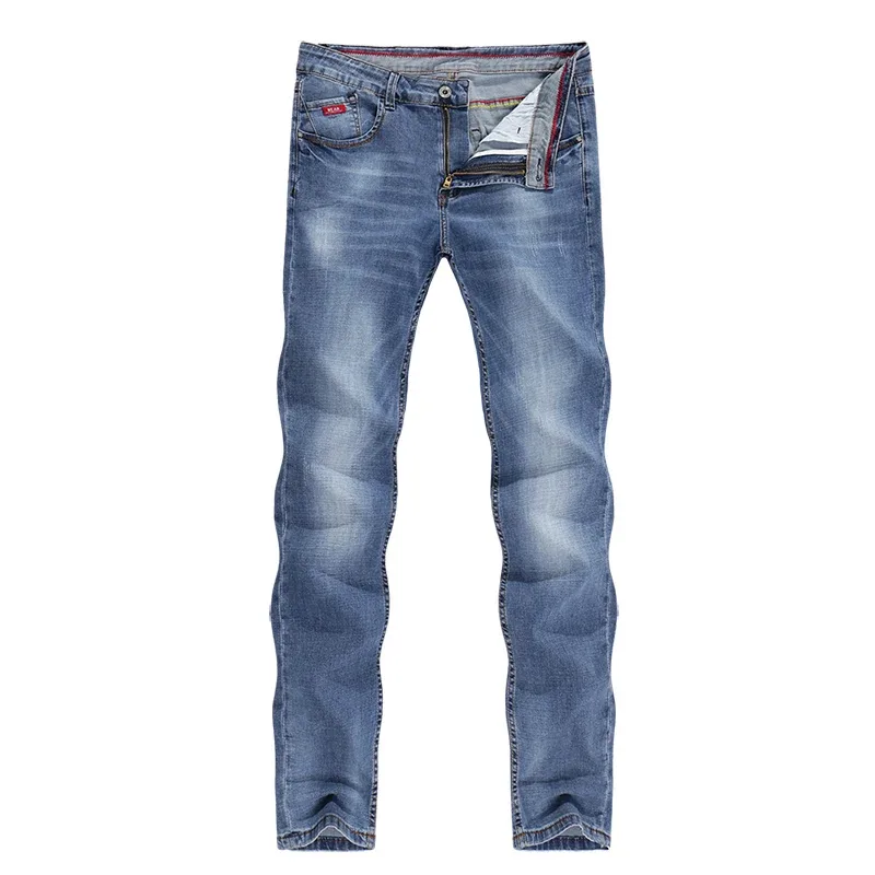 Seluar Jeans Lelaki 2024 Musim Bunga Musim Gugur Perniagaan Kasual Lurus Slim Kecergasan Seluar Lelaki Biru Anjal Koboi Jean Hombre