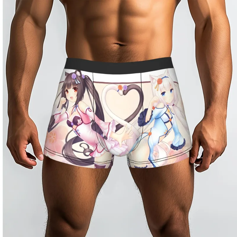 Anime N-Nekopara Chocola Vanilj Underkläder Herr Tryckt Game Boxerbyxor Shorts Trosor Mjuka kalsonger
