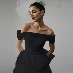Nya eleganta lätta bröllopsklänningar för kvinnor Vit sexig brudminiklänning med nätsläpande brudklänning Lyxfest Vestidos