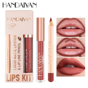 Set di rossetti 2 in 1 da donna con matita per labbra Kit di cosmetici con finitura opaca per trucco coreano di lunga durata impermeabile Spedizione gratuita