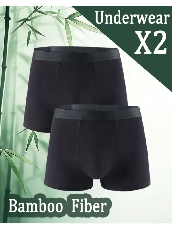 2 pçs masculino fibra de bambu preto boxer shorts fino secagem rápida macio e confortável roupa interior masculina diário casual boxer briefs