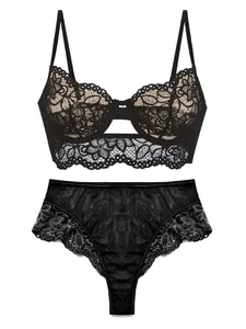 Conjunto de sujetador de encaje francés con aros suaves, realce para busto pequeño, lencería antiflacidez ligera y cómoda, tallas AU MOYISU-Sexy AB