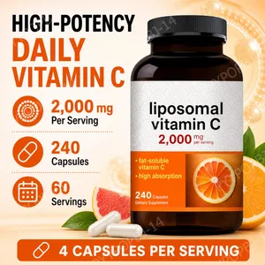 Liposomal C-vitamin 2000mg högabsorption fettlöslig 240 kapslar 60 portioner icke-GMO glutenfri