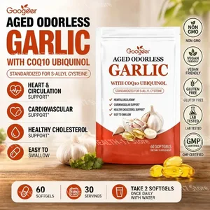 Googeer Aged Lugtfri Hvidløg Softgels med CoQ10 Ubiquinol Vitamin K2 (MK-7) til cirkulation og kolesterolstøtte 60 Softgels