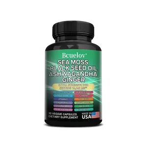 All in One Supplement na may Sea Moss Black Seed Oil Ashwagandha Ginger Enhanced Immunity at Energy 120 Capsules