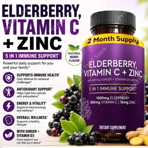 Bezinkové kapsle s vitamínem C Zinek D3 Zázvor Sambucus Bylinná směs z černého bezu Denní podpora zdraví pro dospělé