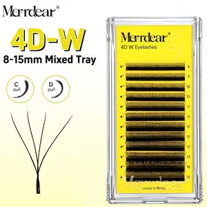 Merrdear 4D W Extensions de cils pour femmes 8-15mm plateau mixte C/D Curl faux cils 4D en forme de W cils maquillage quotidien naturel