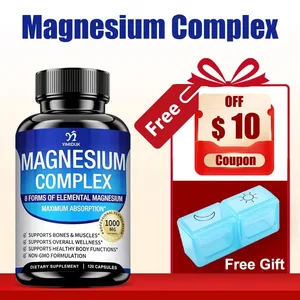 Suplemen Kompleks Magnesium 1000mg -Magnesium Glycinate Citrate Malate Taurate Chelated untuk Tenaga Pemulihan Otot Tulang