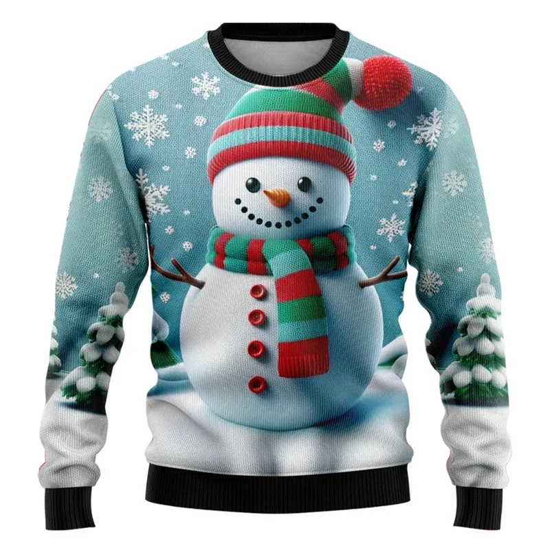 Muži Ženy Vánoční mikina 3D Vánoční Sněhulák Santa potištěný Ošklivý vánoční svetr Unisex svetr Sváteční párty svetr