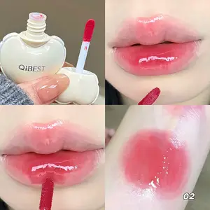 Pintalabios hidratante de gelatina de labios rosa, labios de espejo de larga duración, brillo de labios, Cosméticos coreanos tiernos para estudiantes, tinte de esmalte de labios