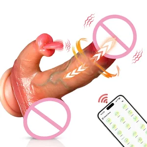 Thrusting Dildo Realistic Dildo Tongue Licking Clitoral Stimulator Sex Toy Vibrator Κόλπος Πρωκτικό μασάζ με σημείο G για γυναίκες ζευγάρι