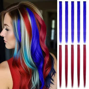 10 pçs 24 Polegada clipe colorido em extensões de cabelo em linha reta destaque sintético hairpieces para meninas cosplay festa