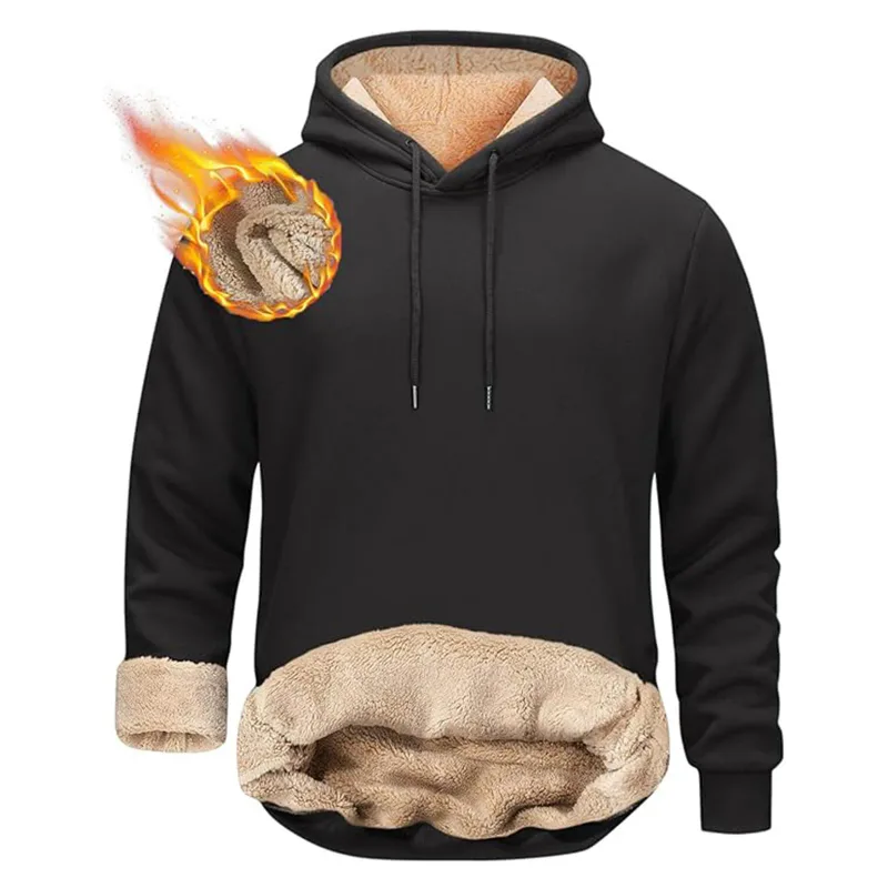 ฤดูหนาวผู้ชายHoodiesกีฬาเสื้อหนาWindproofความร้อนสบายๆสีทึบหลวมเสื้อแขนยาวStreetwear