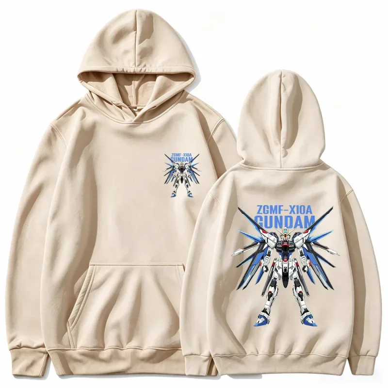 Gundam Hoodie Mecha Robot Anime ZGMF Mobildräkt Streetwear Estetisk Vintage Svart Oversized Casual Sport Sweatshirts