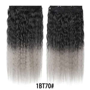 Extensió de cabell amb clip Jeedou, cabells arrissats, d'una sola peça, 5 clips, color arc de Sant Martí blau, accessoris de cosplay, postissos sintètics per a nenes