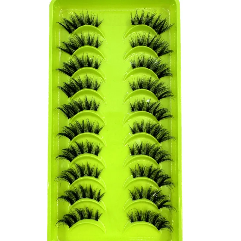 Černé řasy 10 polovičních řas Soft Natural Cat Eye Lashes Makeup Tool Prodlužovací nástroj Fluffy Faux Cils sezona návratu do školy