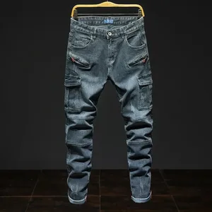 Jesienne i wiosenne nowe mody American Vintage odzież robocza z wieloma kieszeniami dżinsy dla mężczyzn Casual sportowe dżinsy wysokiej jakości 28-44