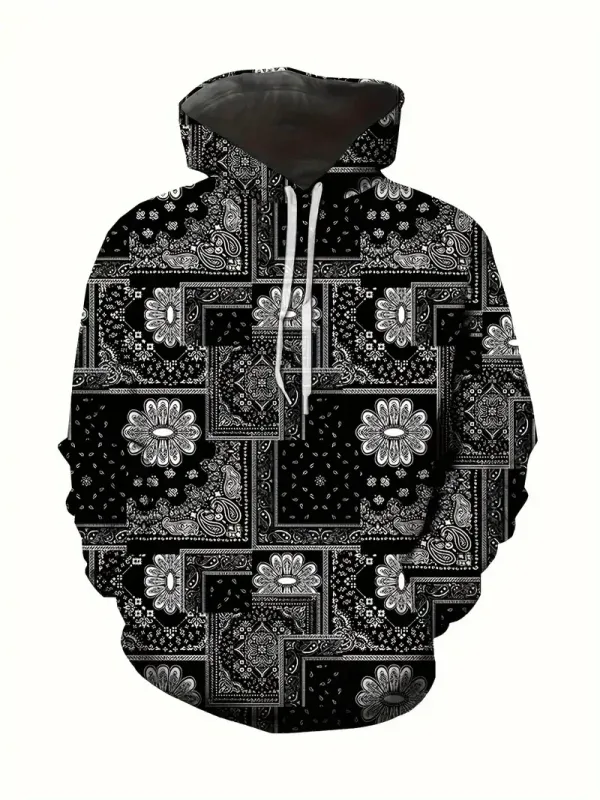 Sudadera con capucha con estampado de anacardo creativo para hombre, sudadera con capucha informal de diseño plano para hombre, sudadera con bolsillo tipo canguro