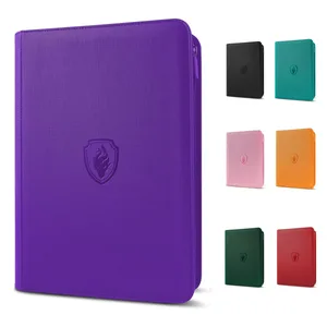 Classeur à fermeture éclair à 9 poches, porte-cartes de commerce 360, couverture en PU Premium, classeur à fermeture éclair pour cartes, carte à chargement latéral Durable