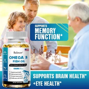 Balincer Wild Caught Omega 3 -kalaöljypehmeät geelit - Triple Strength High EPA 1200mg DHA 900mg GMO-gluteeniton ravintolisä