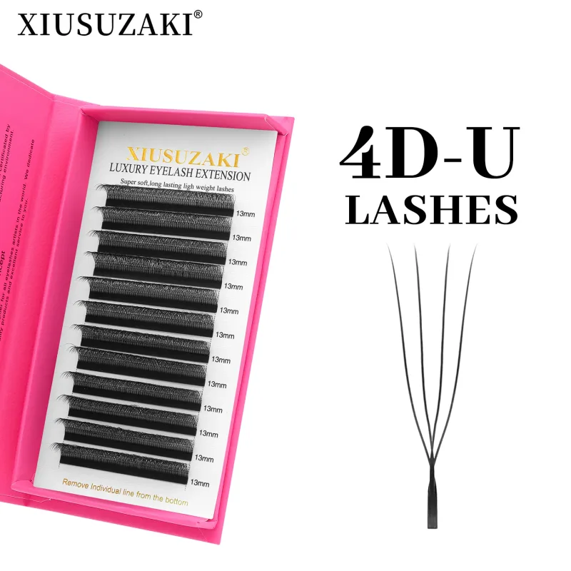 Extensions de cils 4D en forme de U noir mat, cils préfabriqués, Volume, faux cils, vente en gros, boutique de fournisseurs