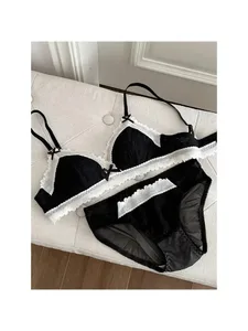 Bralette in stile giapponese per seni piccoli Set reggiseno in pizzo senza fili da donna Intimo push up comfort traspirante francese sexy
