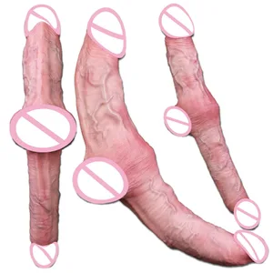 Dildo realista Buttplug de doble cara Parella Buttplug Estimulador de punt G de silicona suau Dilatador de l'anus Joguina sexual del penis de doble extrem