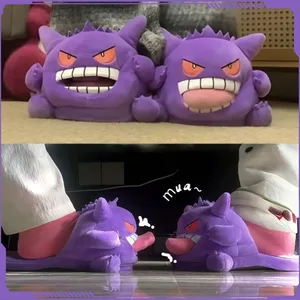 Angka Anime Gengar Baharu Selipar Mewah Lidah Lucu Rekaan Tapak Lembut Comel Selesa Musim Sejuk Hangat Dalaman Pasangan Selipar Rumah Mainan