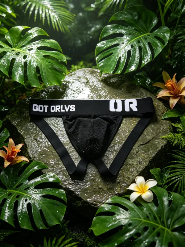 Pakaian Dalam Pria G String Jaring Kontras Dicetak Huruf Pinggang Elastis Lebar 3D Kontur Kantong U Bahan Jaring Halus Canggih