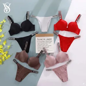 Ny Push Up Shapewear Justerbar, polstret, samlet V-blonde lingerisæt BH og trusse Sexet BH og trussesæt til kvinder Komfortabel