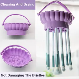 Silikone Makeup Børste Rengøringsboks Vaskeskål Make-up Æggetørringshylde Værktøj Pulver Puff Washer Svamp Opbevaringsbørster Scrubber