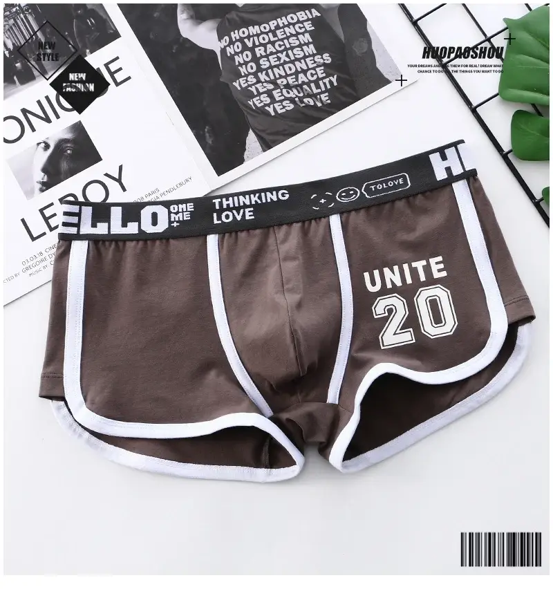 Boxer de sport en coton pour hommes, sous-vêtements surdimensionnés, couleur unie, mode jeunesse, culotte de sport confortable et respirante, 1/3 pièces