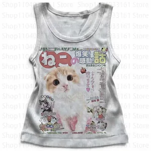 Kawaii Top Women Aesthetic Emo Crop Tops Y2k Gothic Clothes Women Women's Cropped Shoujo Girl Aesthetic Tanks & Camis Summer
