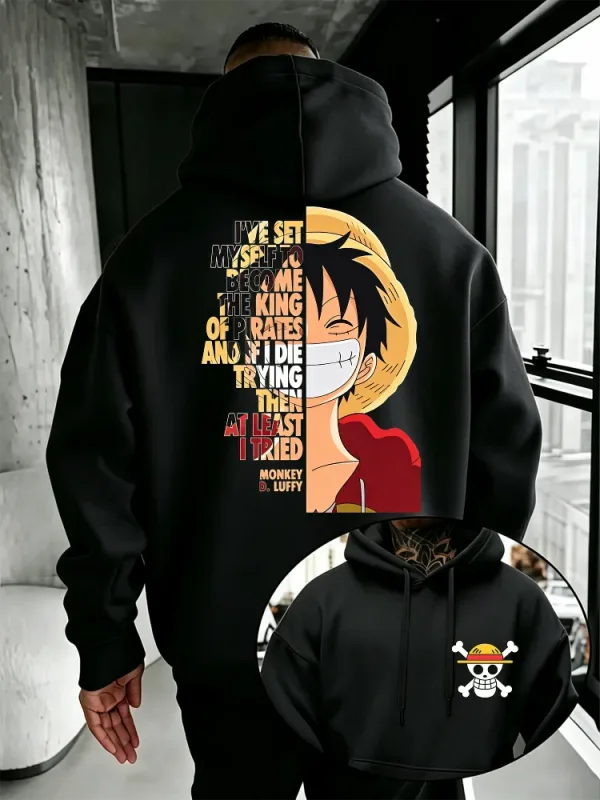 One Piece Anime Hoodie Monkey D Luffy Quote Print Streetwear Unisex Lalaki Babae Oversized Casual Sweatshirts Long Sleeve