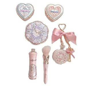 Flor sabe coelho jardim conjunto de maquiagem de 4 peças almofada bb creme batom líquido fácil aplicação blush delineador à prova d' água kit de cosméticos