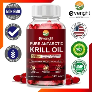 Etelämantereen krilliöljy 1200 mg Omega-3-lisäaineella, EPA- ja DHA-lisäaineella Astaksantiini ja fosfolipidit sydämen nivelten aivoille, antioksidantti