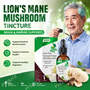 Lion's Mane -sieniuutetipat 60 ml Hericium Erinaceus tukee aivojen immuunipuolustusta Vegaaninen nestemäinen ravintolisä aikuisille