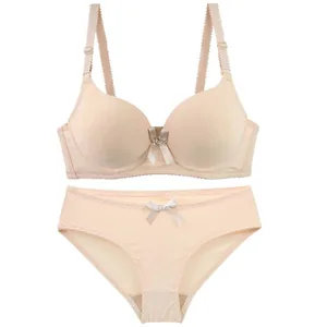 2025 Bagong Sexy Bow Sweat Absorption Plus Size Bras Set Solid Smooth Seamless Breathable ABC Cup Underwear Plus Up Lingerie