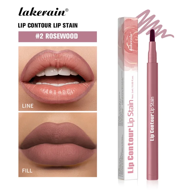 Lakerain Caneta para contorno labial, caneta antiaderente à prova de manchas, hidratante para maquiagem labial, cosmético 2 em 1, mancha e forro labial