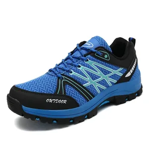 Marca caminhadas sapatos masculinos malha respirável sapato de viagem ao ar livre à prova dwaterproof água caça sapatos de pesca montanha fora de estrada equitação esportes sapato